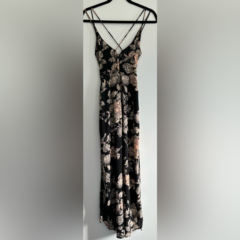 Astr high waist strappy black floral dress, like new no tags